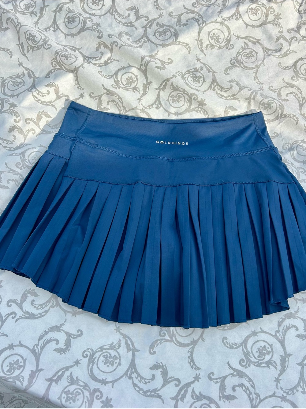 GoldHinge Navy Pleated Skater Skirt